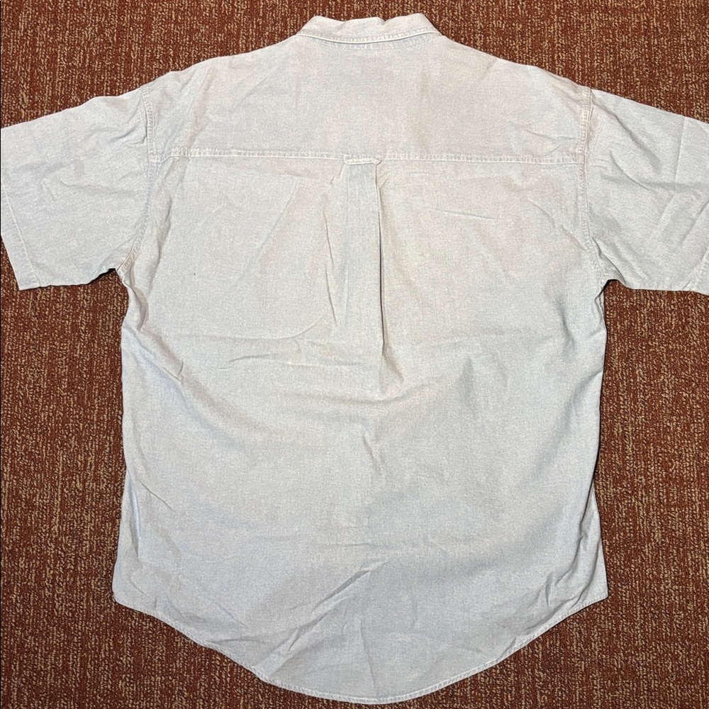 Vintage Chaps Ralph Lauren men’s short sleeve light wash denim Button-Down Shirt - Picture 7 of 12